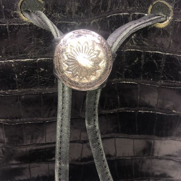 Brighton Leather drawstring bag w/silver - Picture 5 of 12